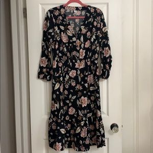 NWT Old Navy Black Floral Button Dress Large